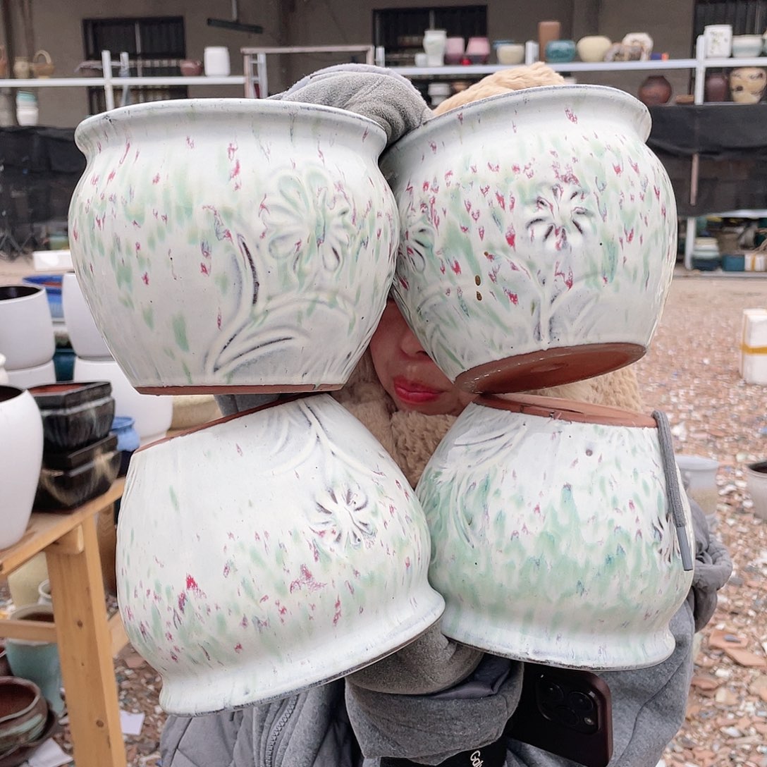 红陶王嫂花盆0123-165