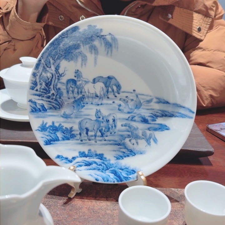 华山拙隐青花壶承