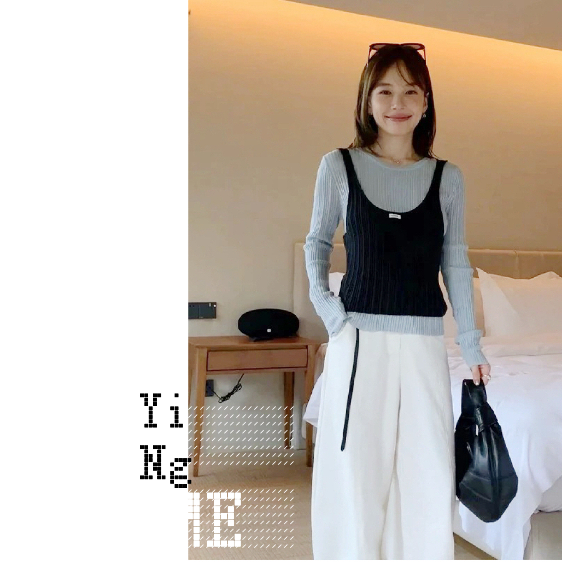 韩系假两件撞色针织衫女秋新款修身内搭上衣