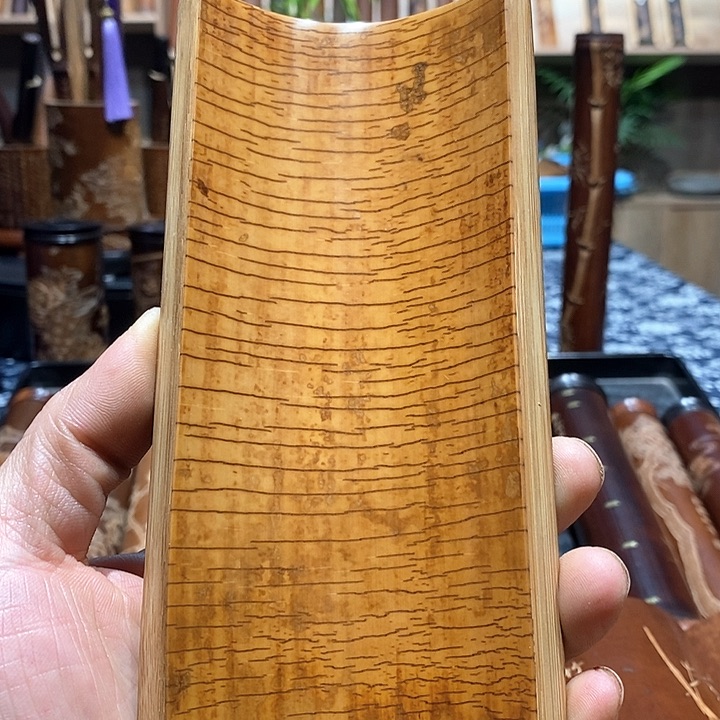 老煤竹手工抛光冰裂纹茶则