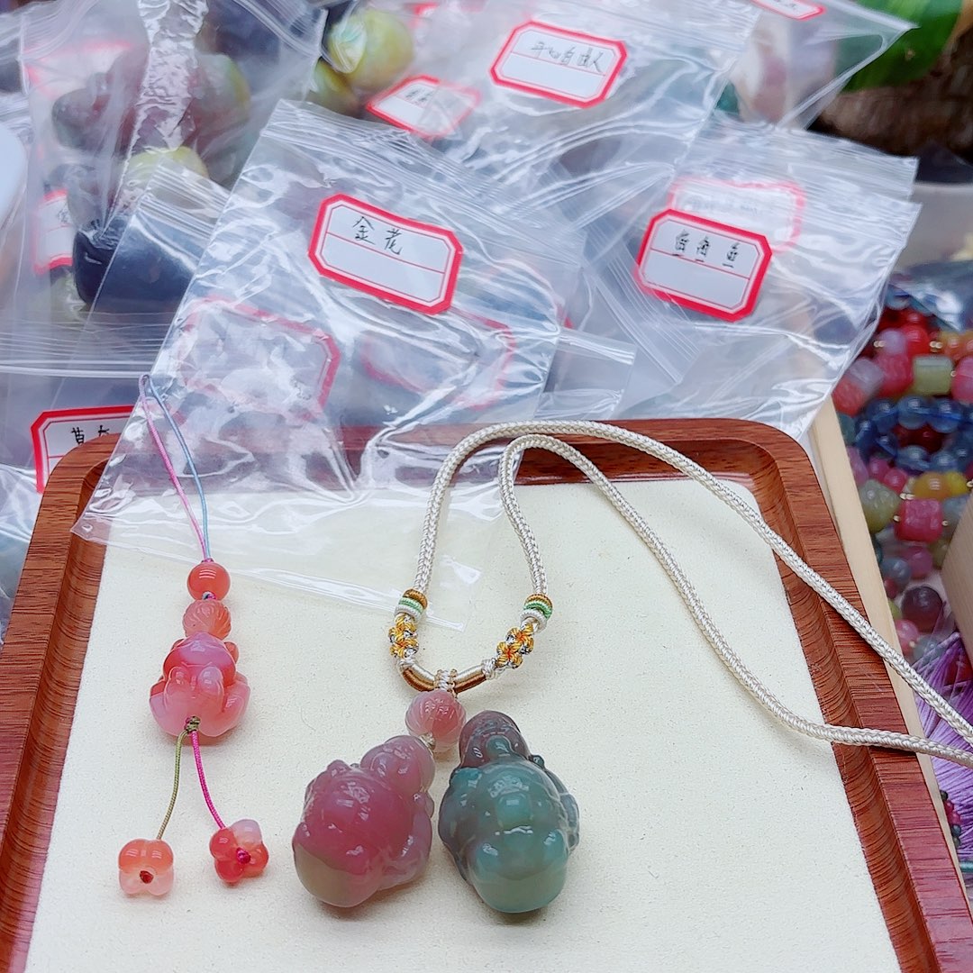 金***花玛瑙/玉髓未镶嵌手链盐源21