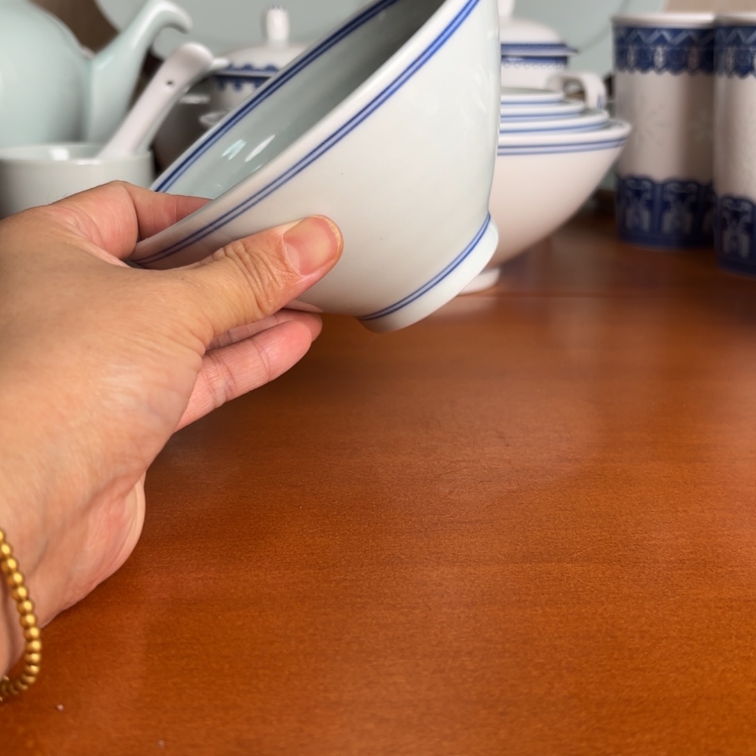 瓷5.3斗笠碗蓝线手工福利款