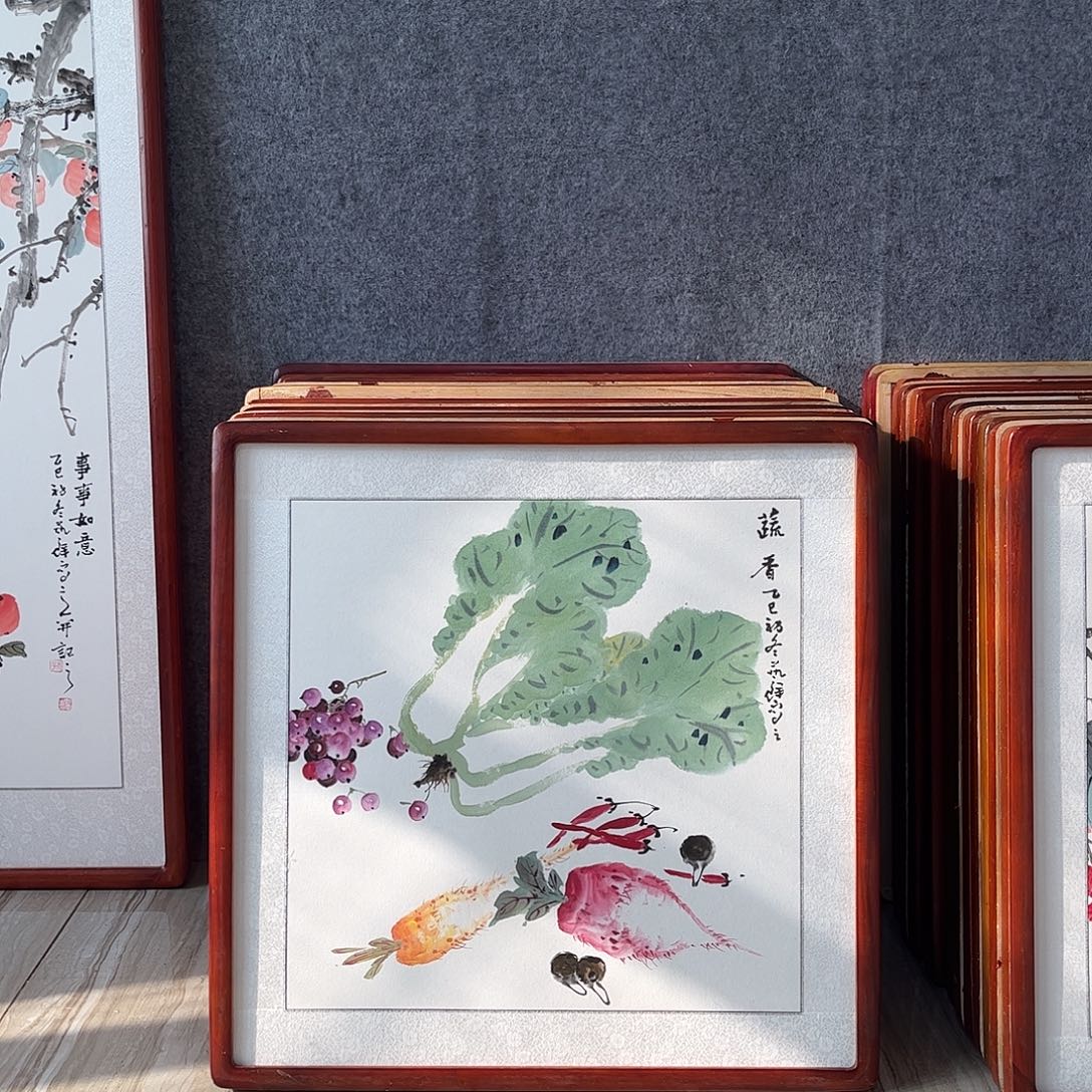 国画书画作品带框63×63