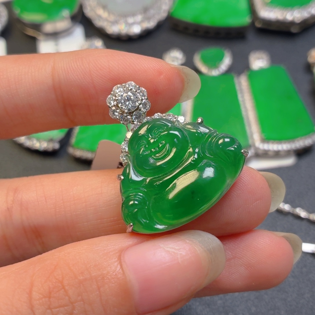 翡翠银S925镶嵌吊坠(不含链)