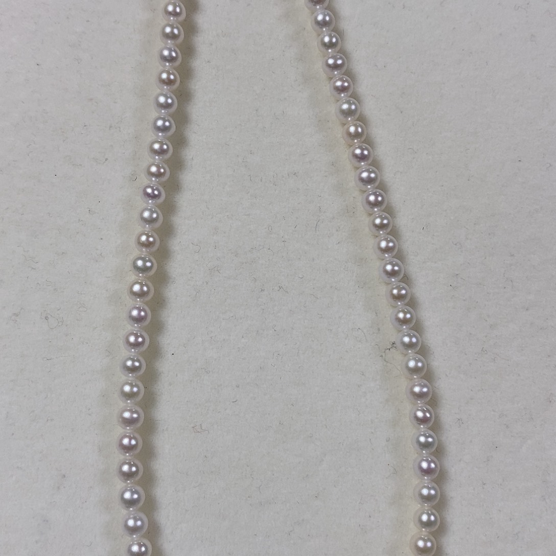 淡水珍珠项链银S925镶嵌极光4-5m m