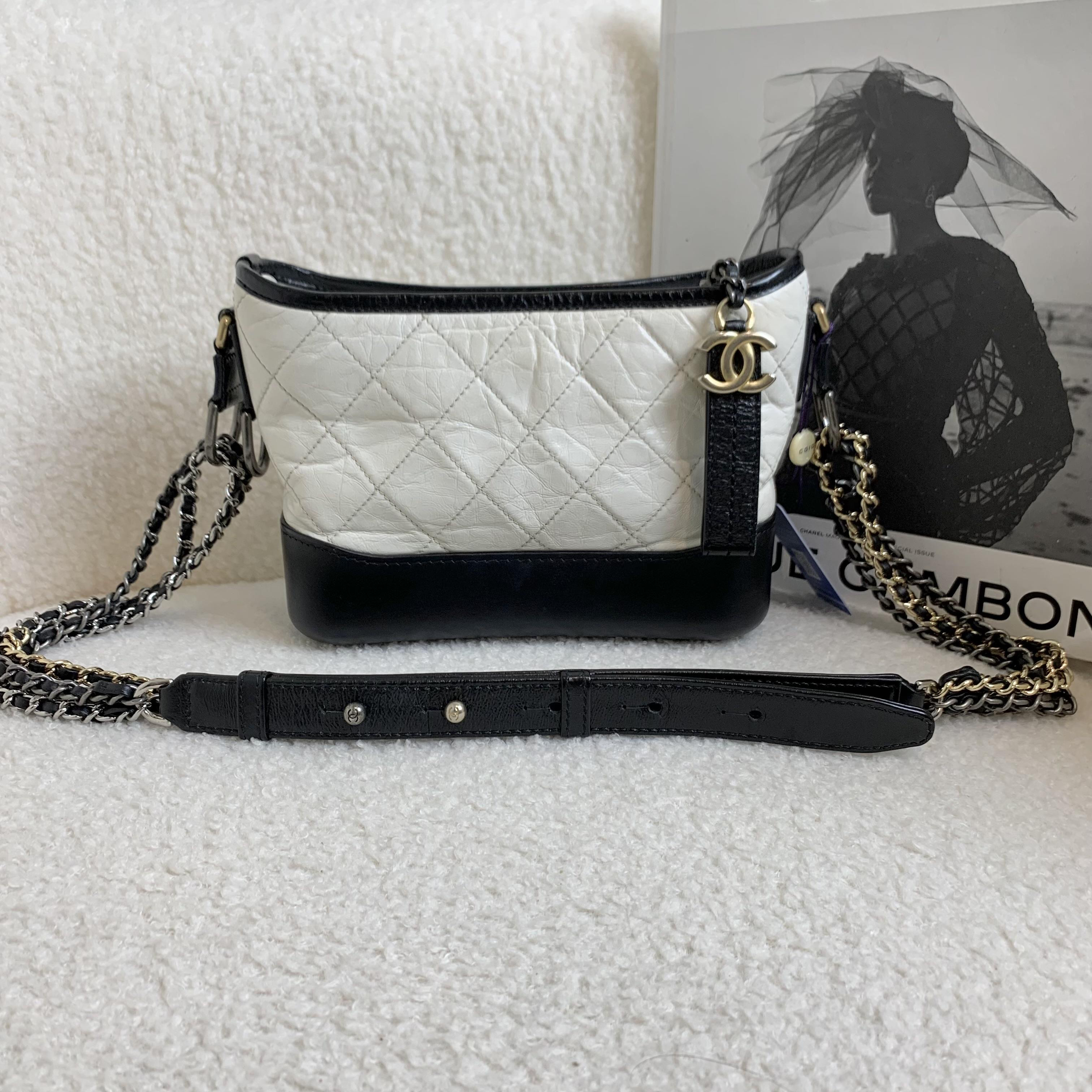 99新 Chanel/香奈儿 壹臻/黑白拼色流浪小号 25开92925613