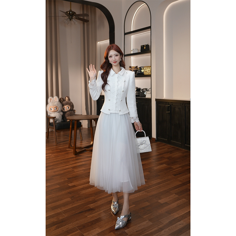 【滋滋定制】秋冬新款法式名媛千金气质高腰拼接显瘦连衣裙48081