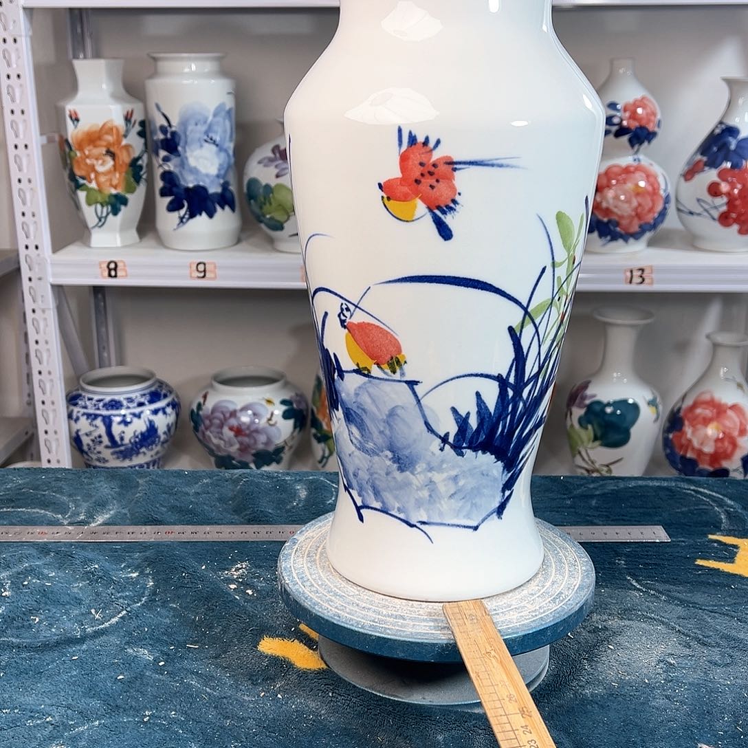 摆件景德镇陶瓷大鱼玉鸟