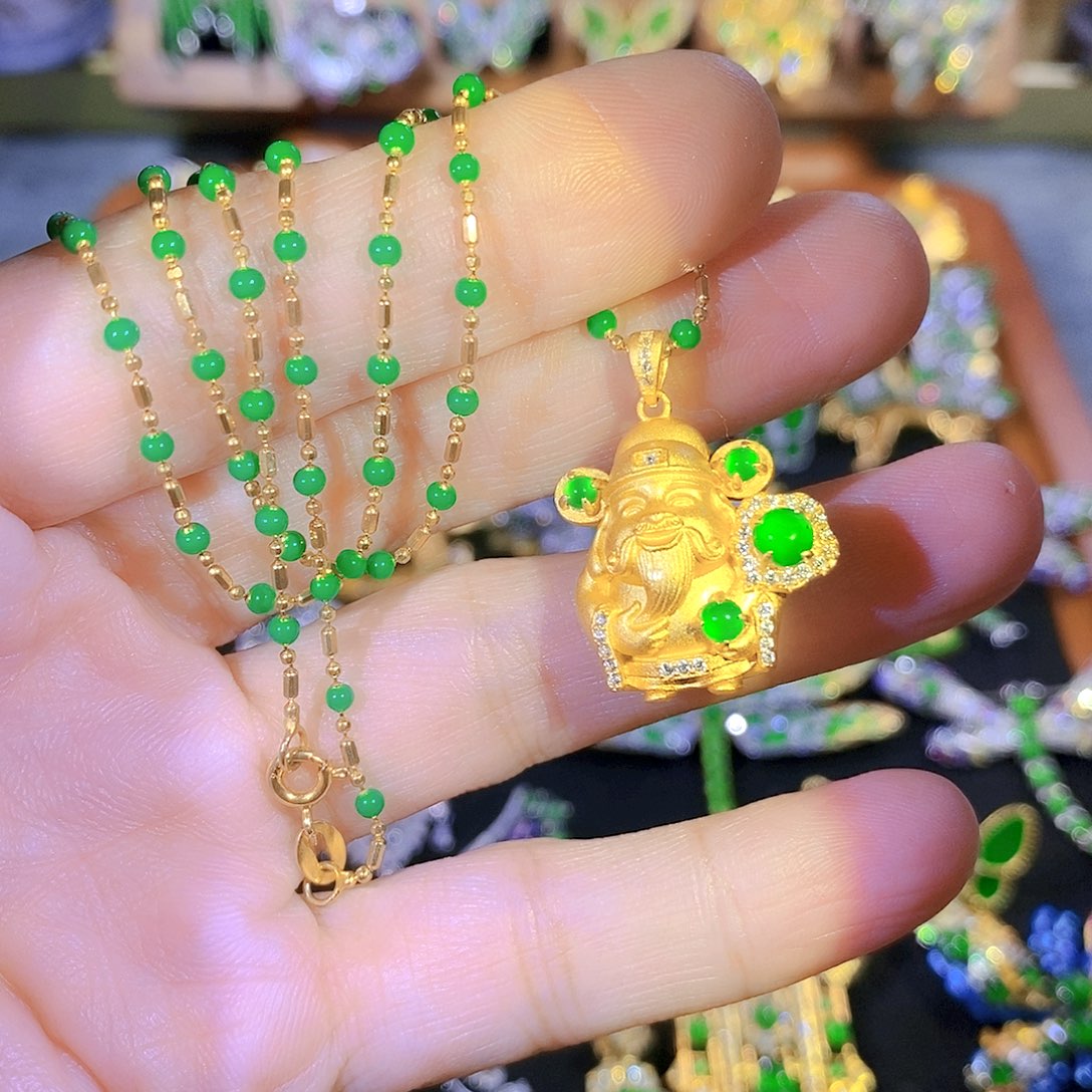 吊坠(不含链)银S925镶嵌翡翠