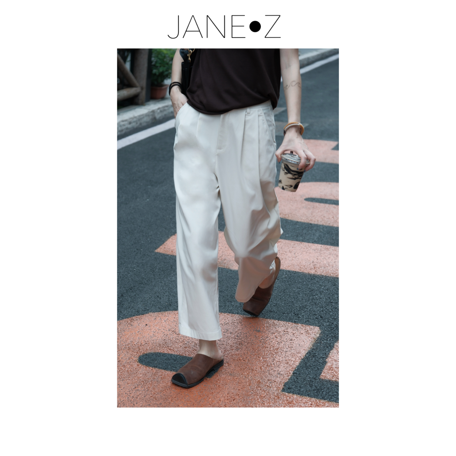 【晴空】简约款宽松直筒日系风设计感显瘦百搭裤JZ1468