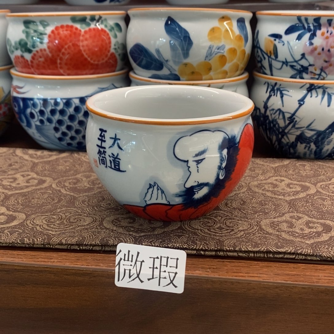釉下彩老陶泥手工绘制
