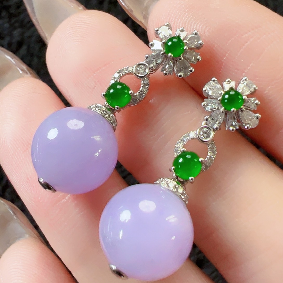 翡翠耳饰18K金镶嵌【福利价】签收后24小时鉴赏期