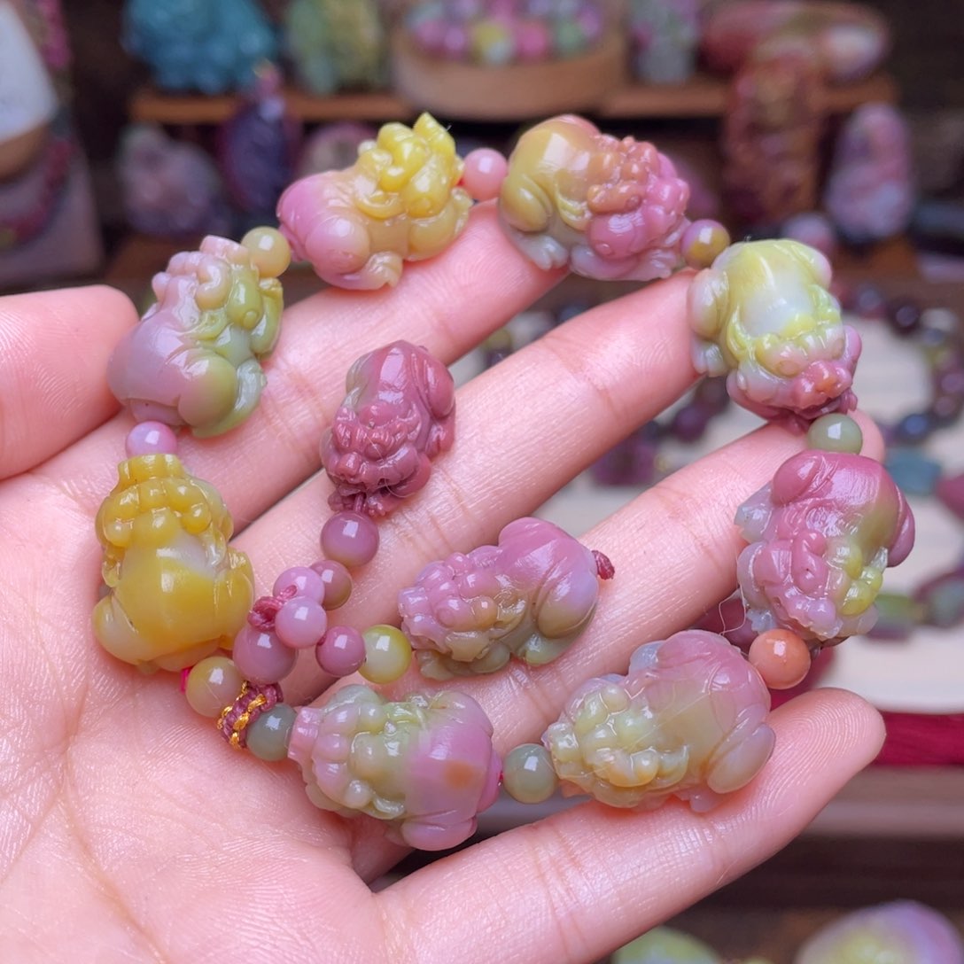 玛瑙/玉髓珠宝半成品未镶嵌张*盐源玛瑙貔貅手串