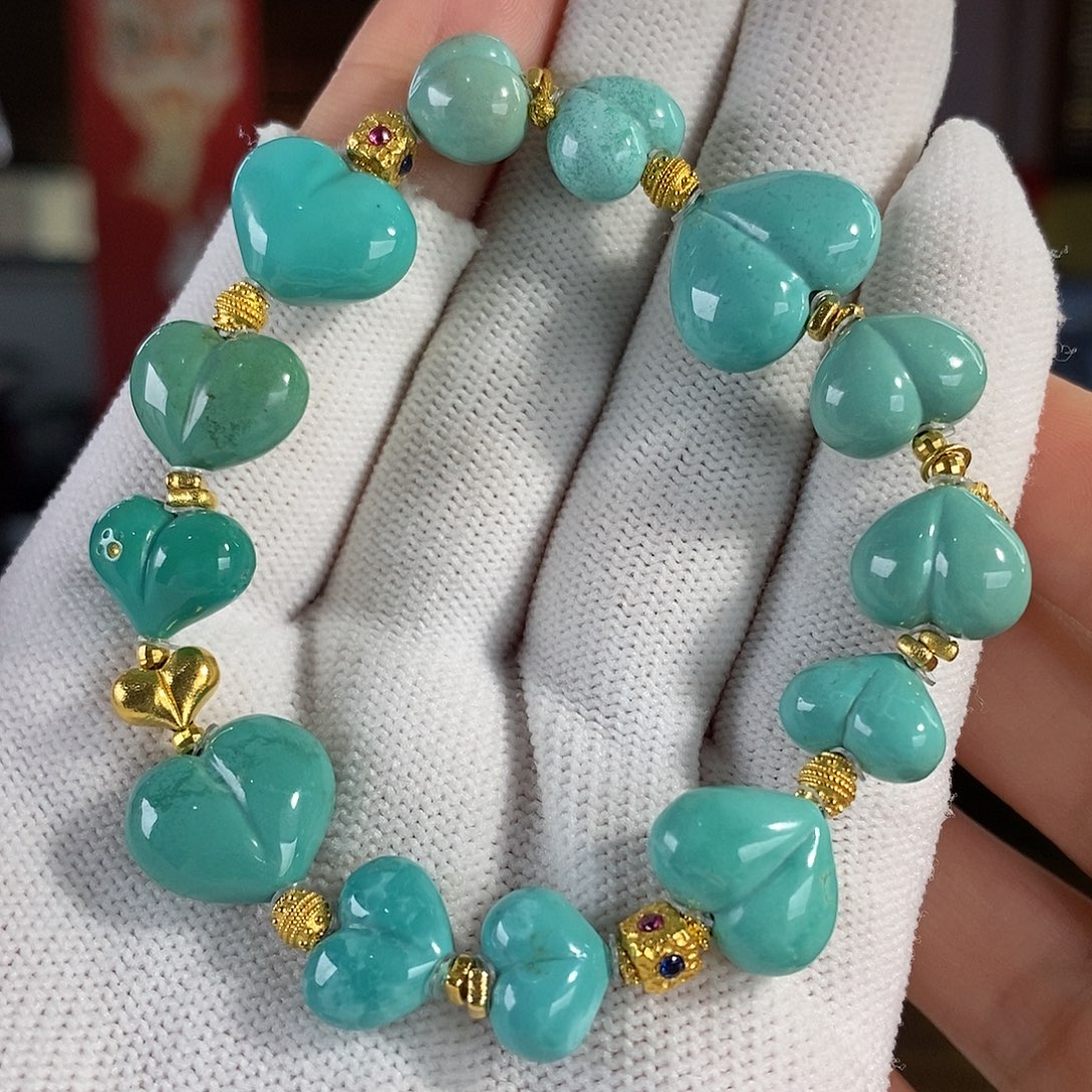 绿松石18K金镶嵌珠宝奇石