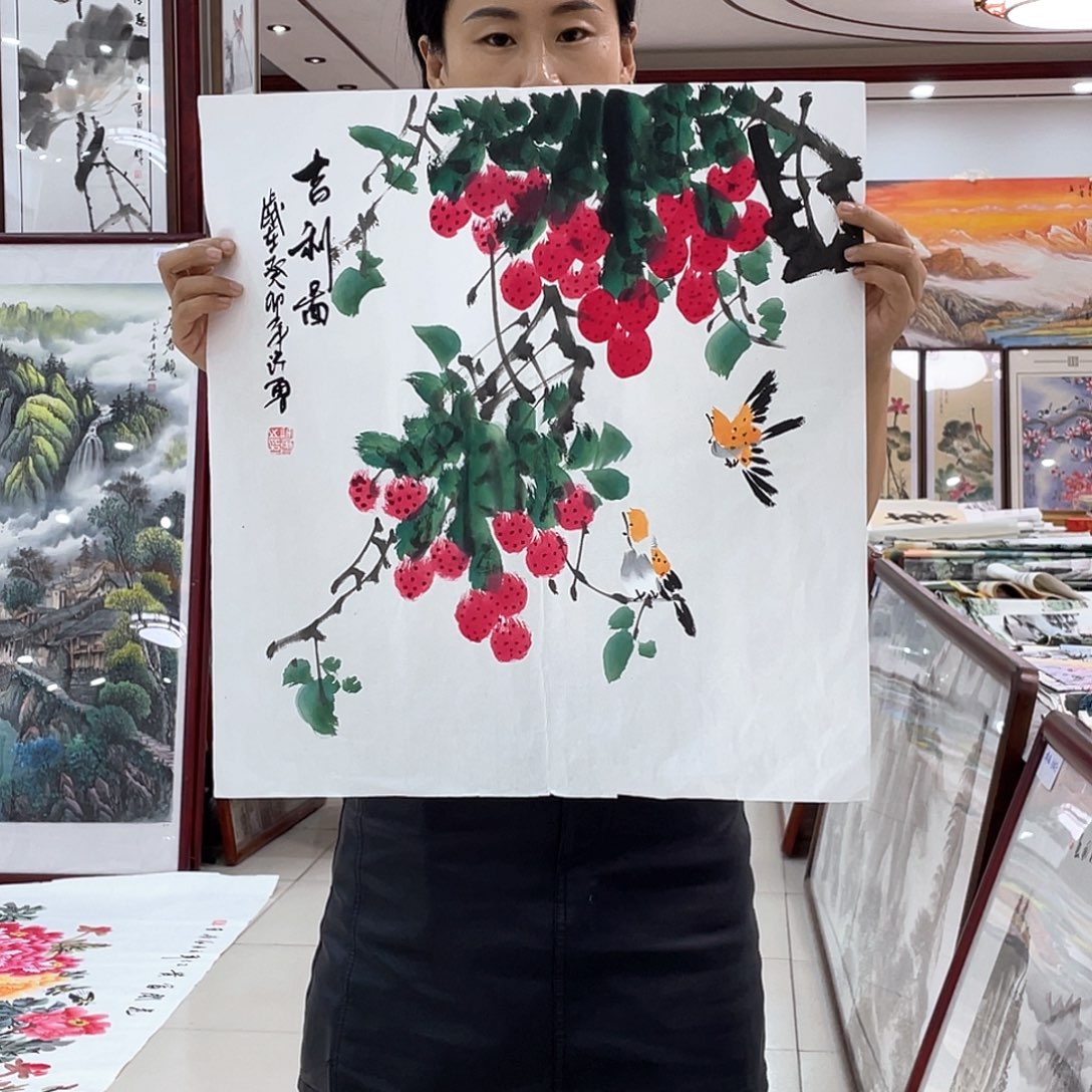 国画纯手绘的山水花鸟