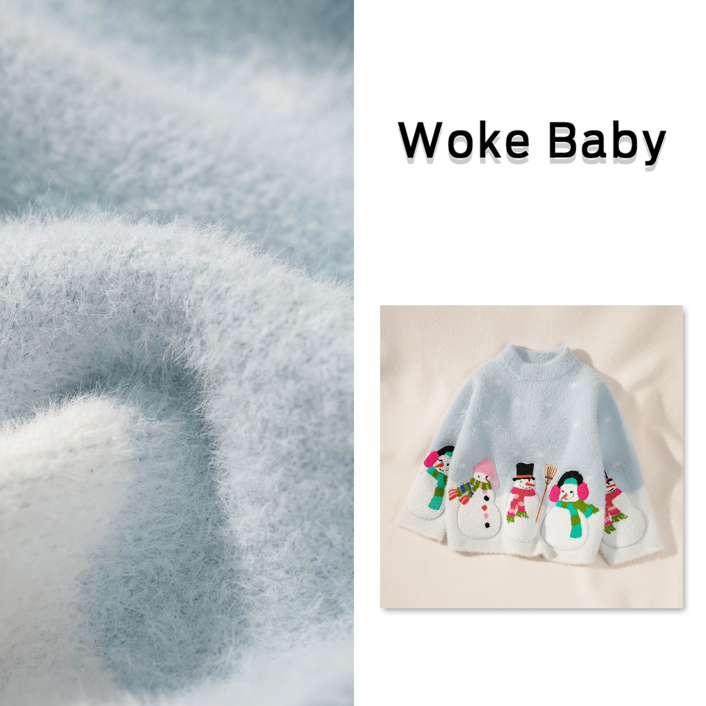 【现货】不起球仿水貂绒女童毛衣秋冬季雪人中大童汉服上衣W5105