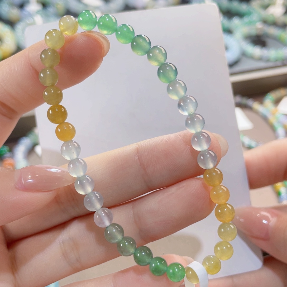 未镶嵌手链翡翠冰三彩