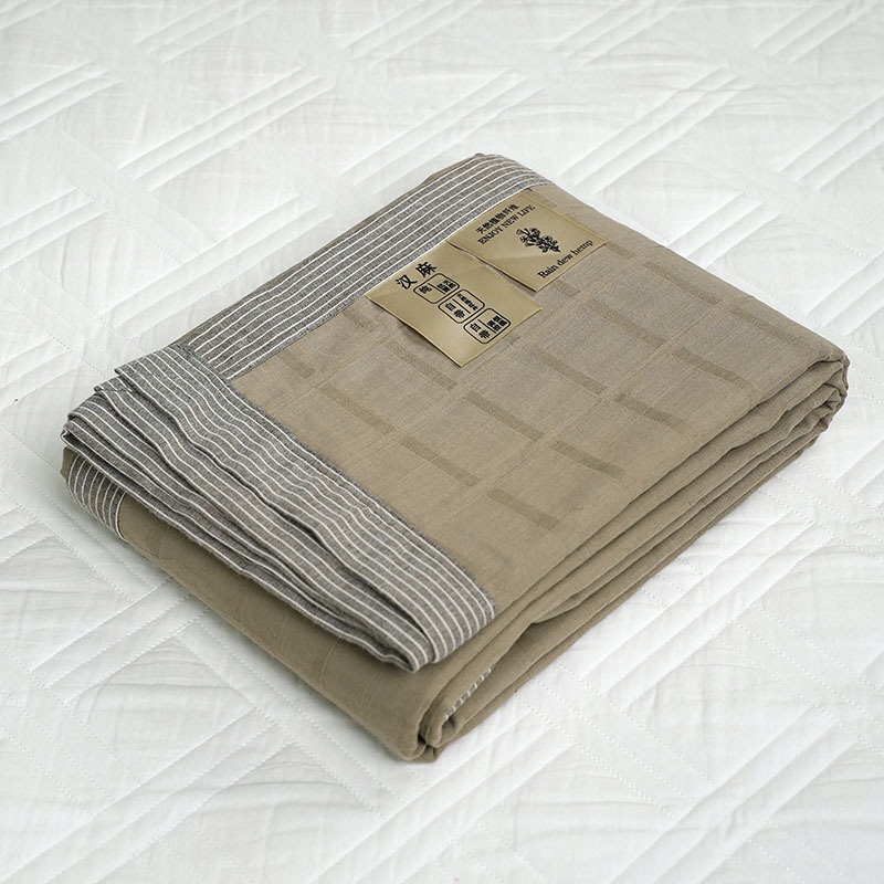 【京会社】格子汉麻盖毯150*200-浅黄