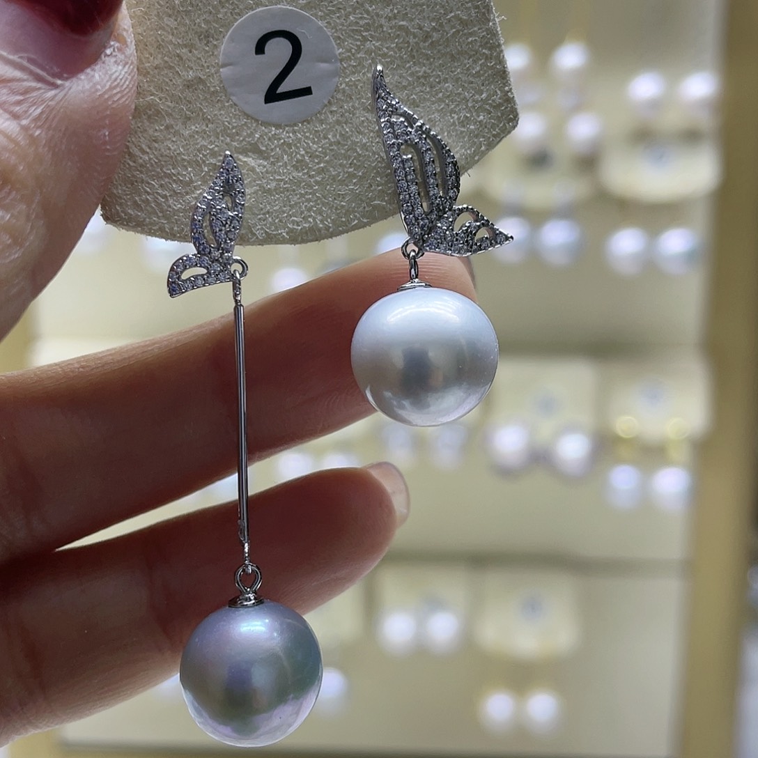 淡水珍珠耳饰银S925镶嵌