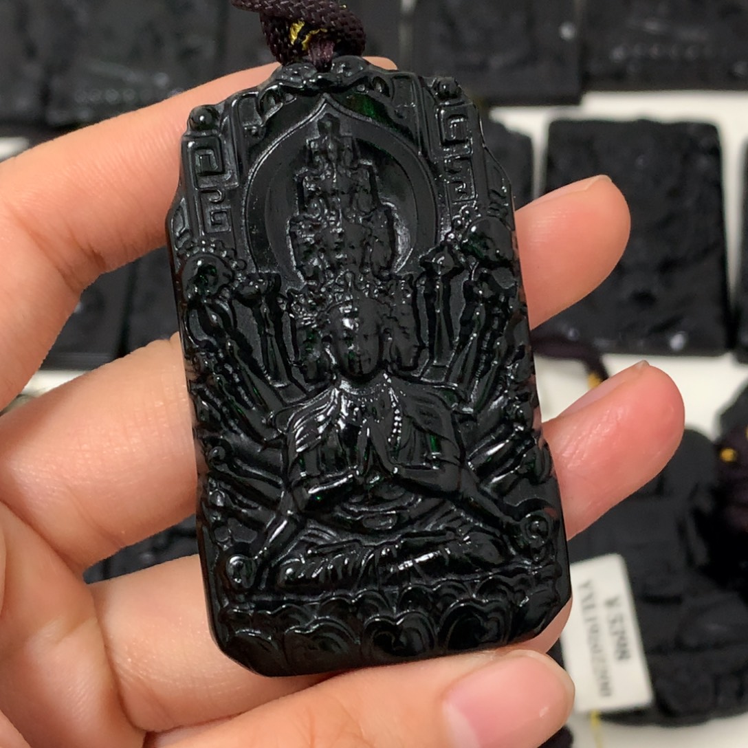 天然缅甸a货钢琴黑挂件