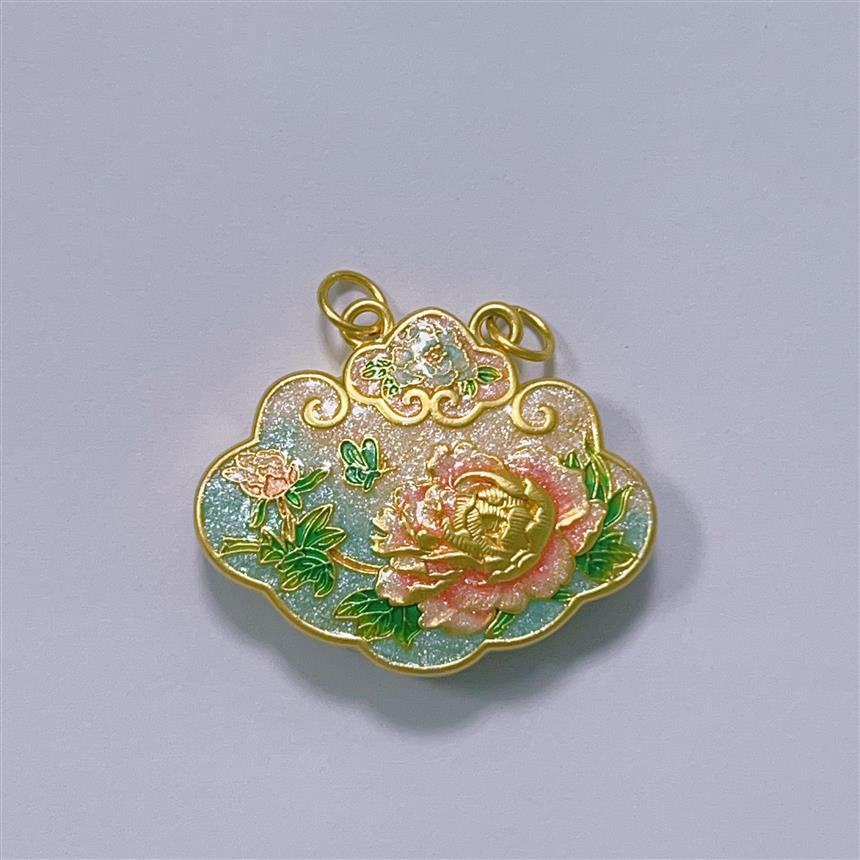 福满园珠宝1  足金999投资金 牡丹锁包吊坠