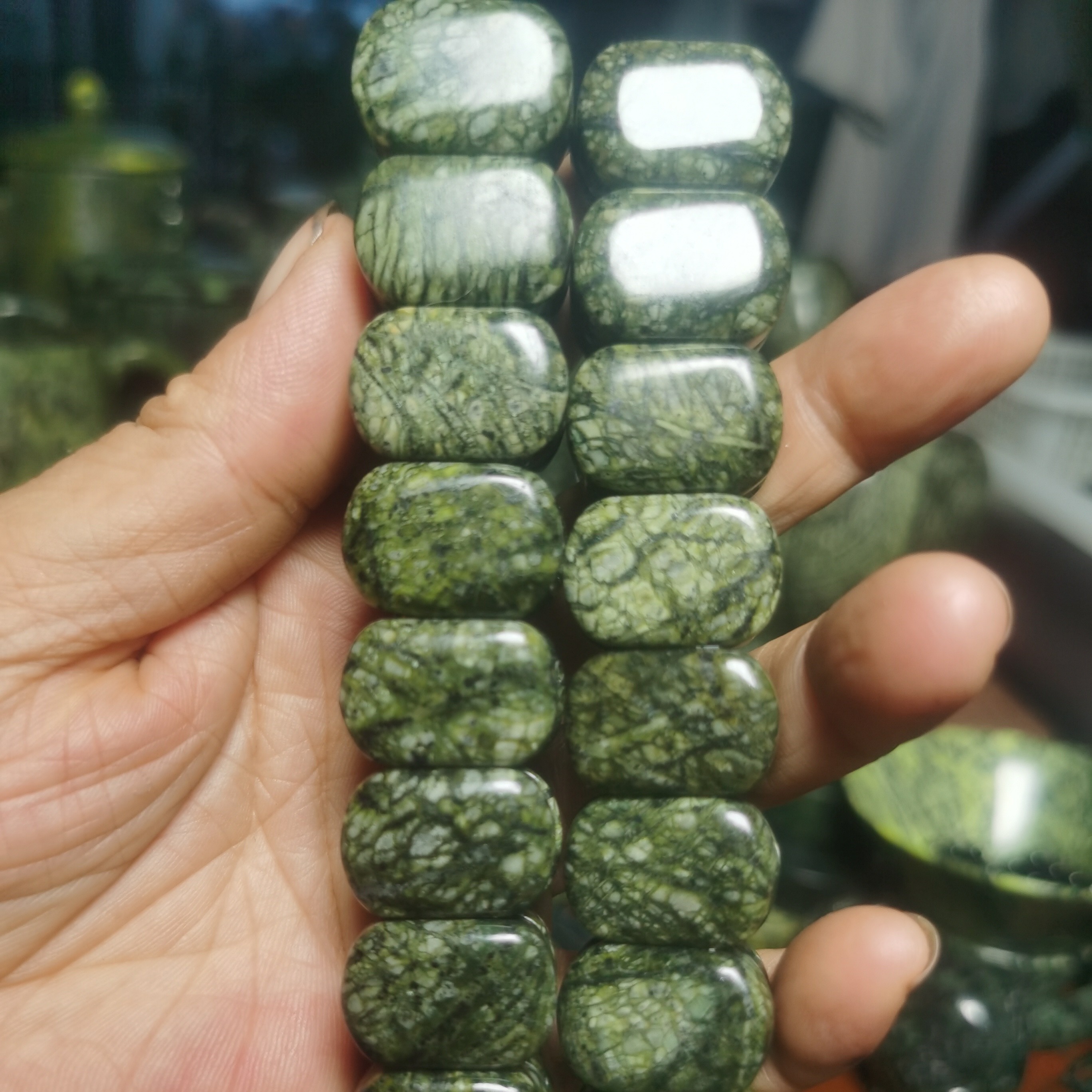 非金属仿珍珠吊坠 非金属吊坠 正宗藏玉药王石黄翠绿手牌脚牌饰品