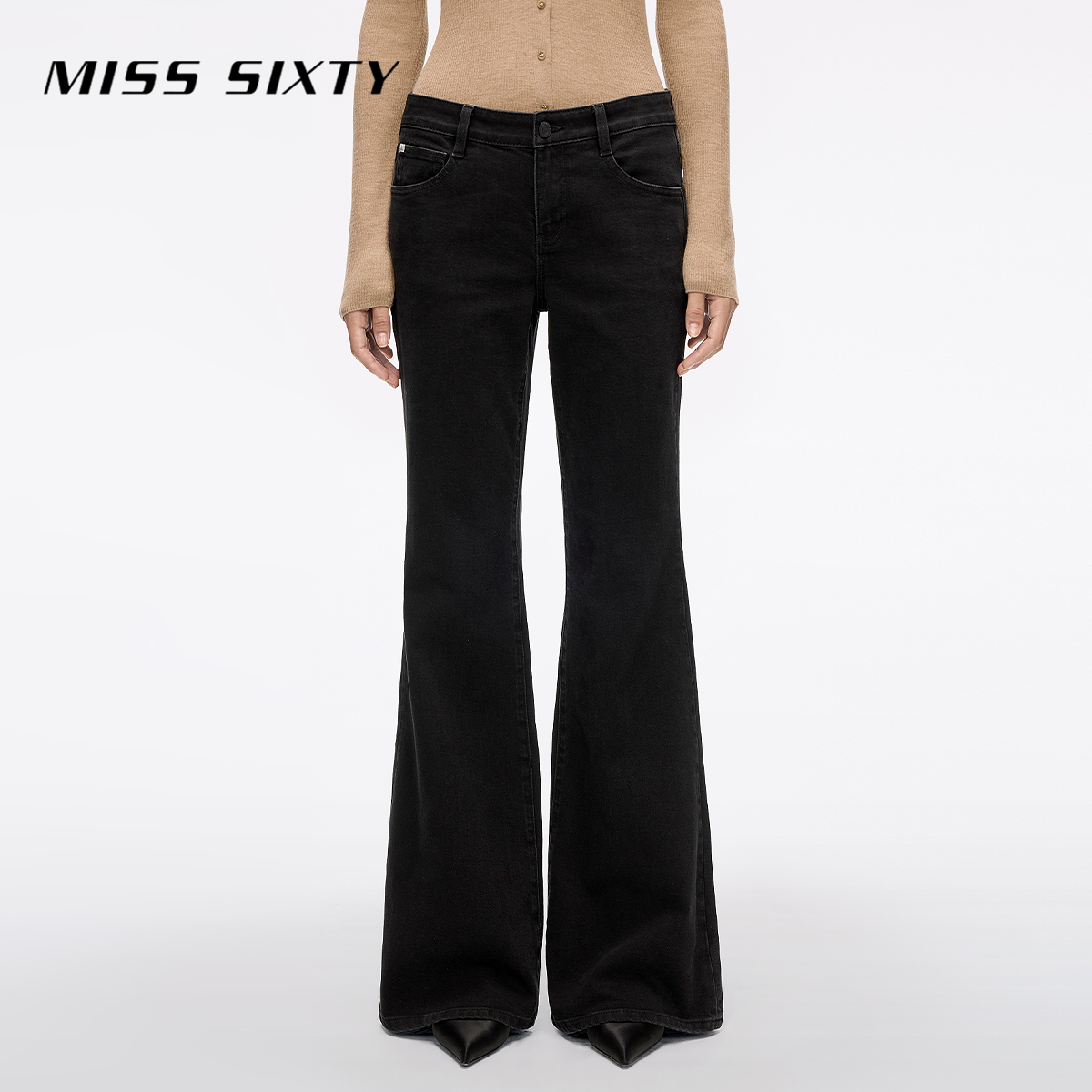 Miss Sixty2025秋季新款牛仔裤女复古修身显瘦微喇叭裤休闲通勤