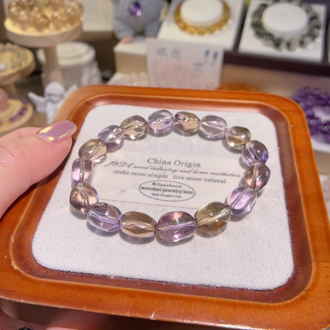 ****巷未镶嵌手链水晶紫黄晶糖豆9
