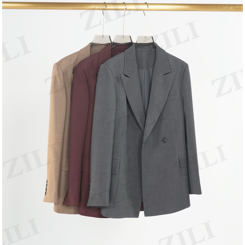 【冷灰格调】秋季新款女士常规纯色收腰款西服轻奢修身时尚LW83903