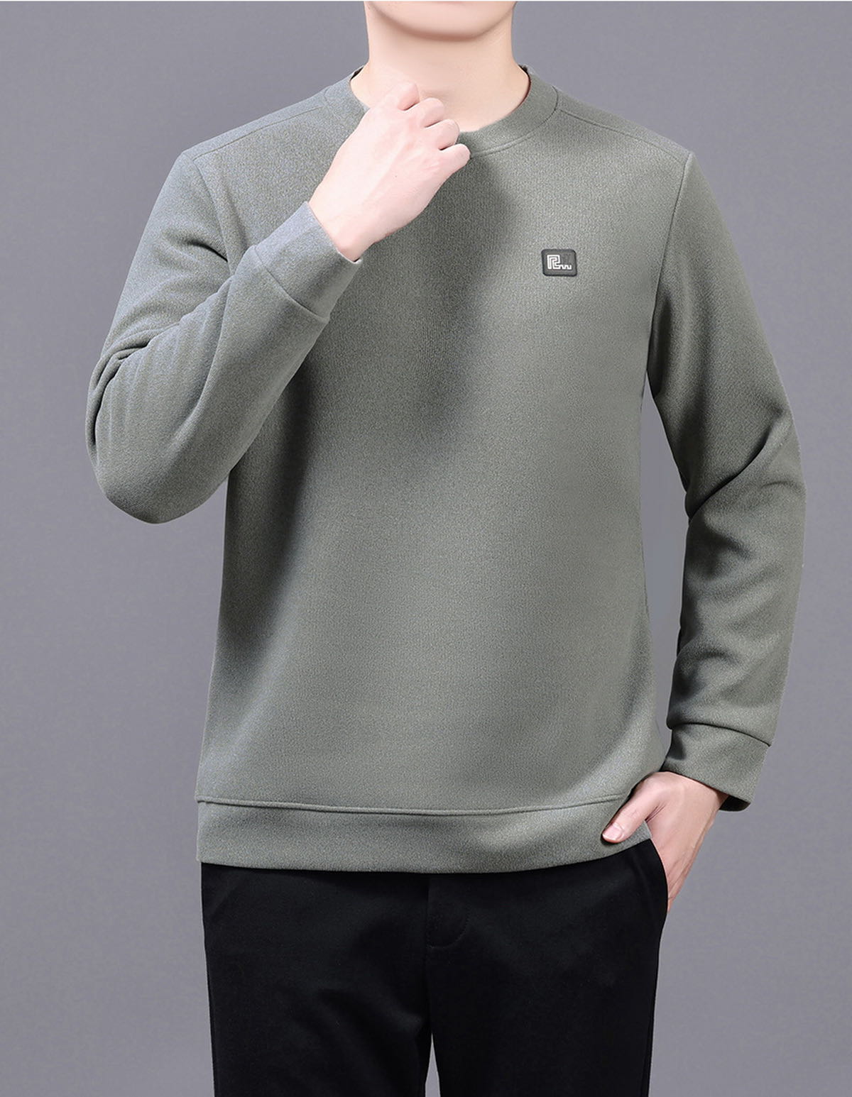 橙子童装 854#男士加绒加厚圆领卫衣