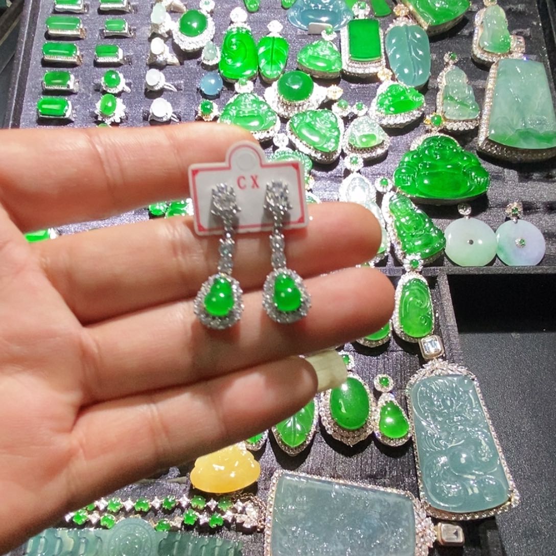 翡翠未镶嵌耳饰A货翡翠10