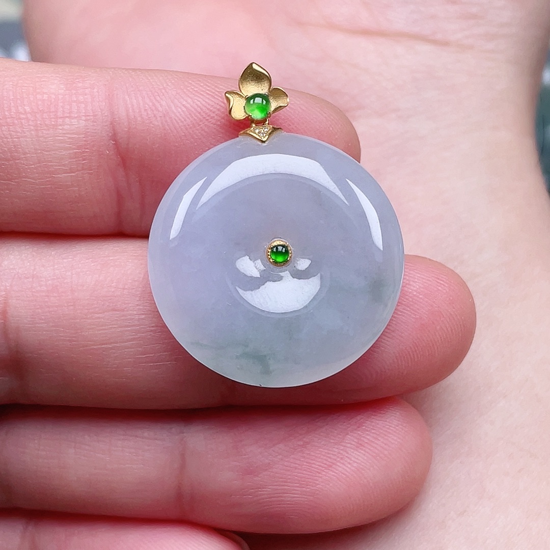 悦***之翡翠未镶嵌颈饰平安扣