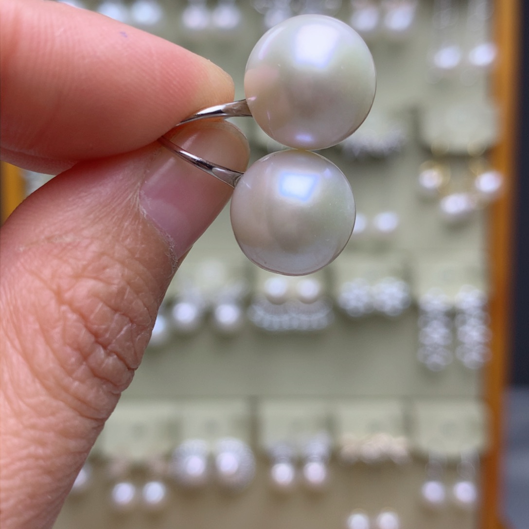 银S925镶嵌耳饰淡水珍珠心**夏9916