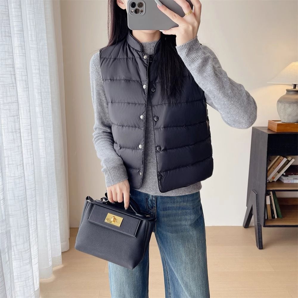 立领背心马甲轻薄短款无袖棉服内胆外套女秋冬内搭百搭保暖马夹