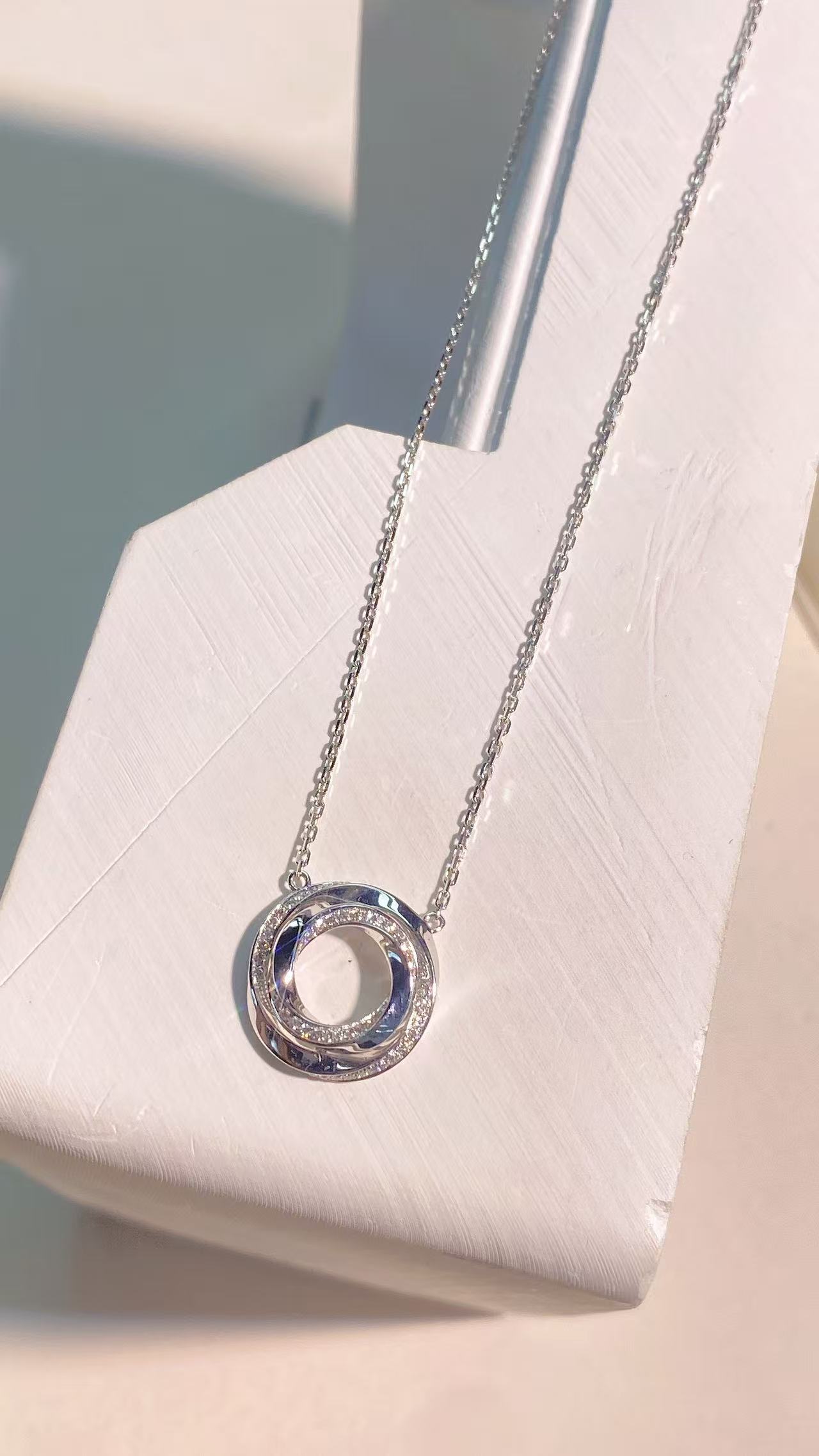 老戴甄选女神节天然钻石18k金k白套链4.62g高级定制100%真品简约