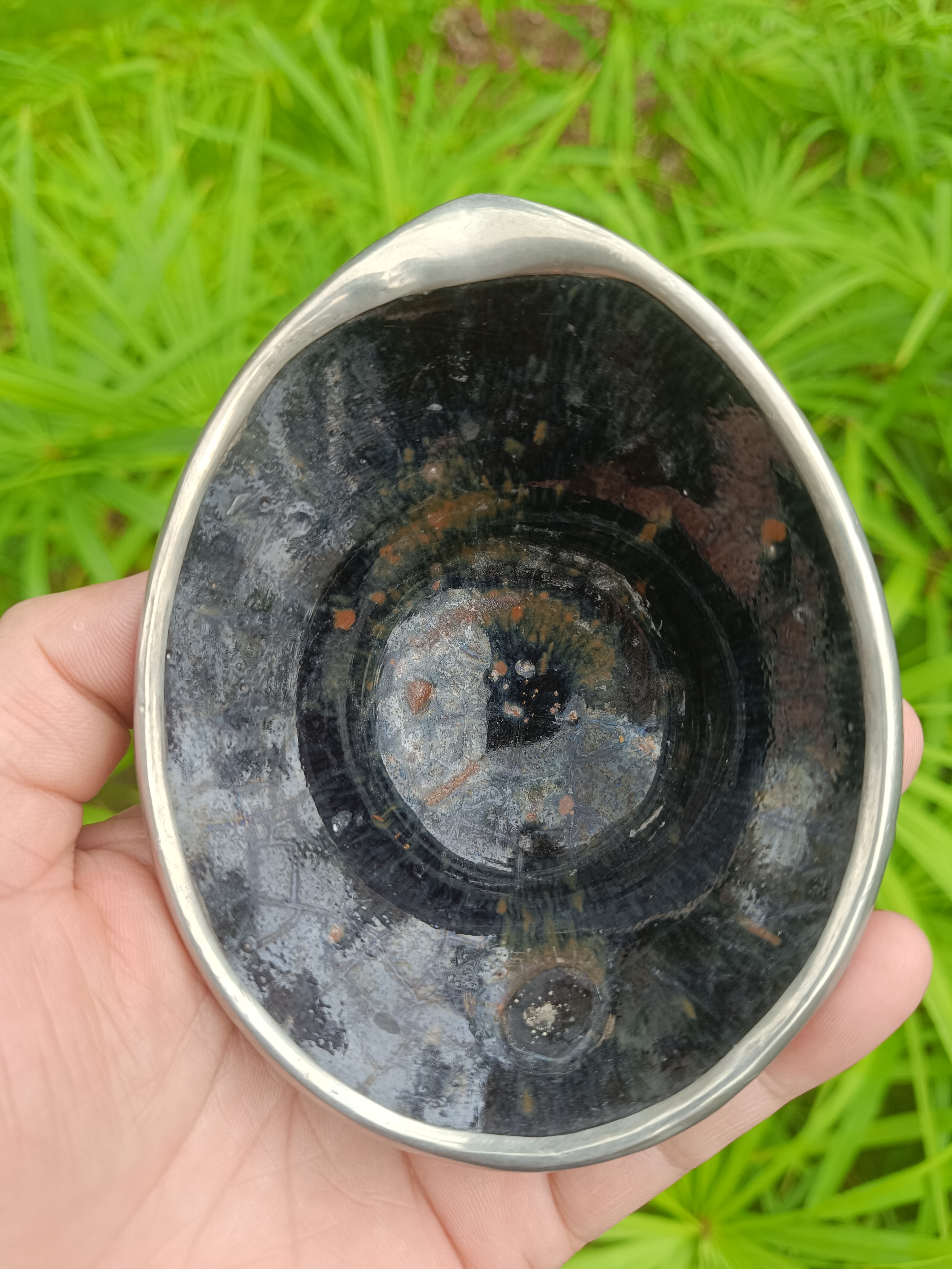 ​福清窑宋建盏，磨口随形包口成公道杯型，口径9-11厘米高4.5厘