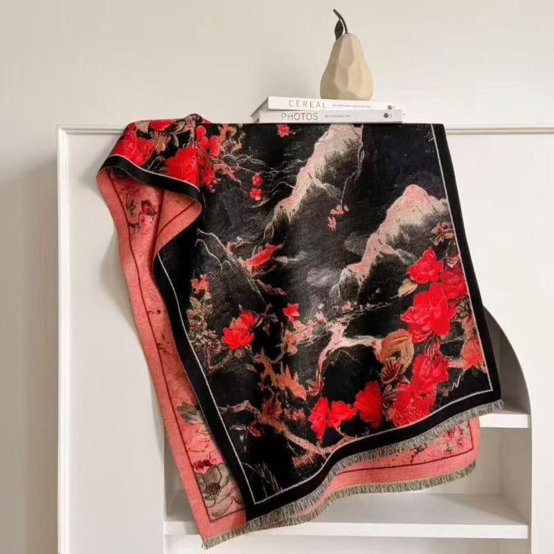 QD001墨焰丹山（70*180）女士围巾