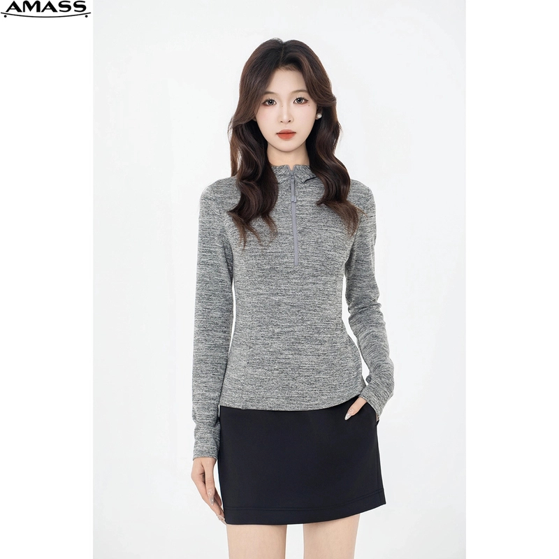 AMASS/阿玛施新款户外时尚休闲修身套头长袖保暖纱连帽杉5301062