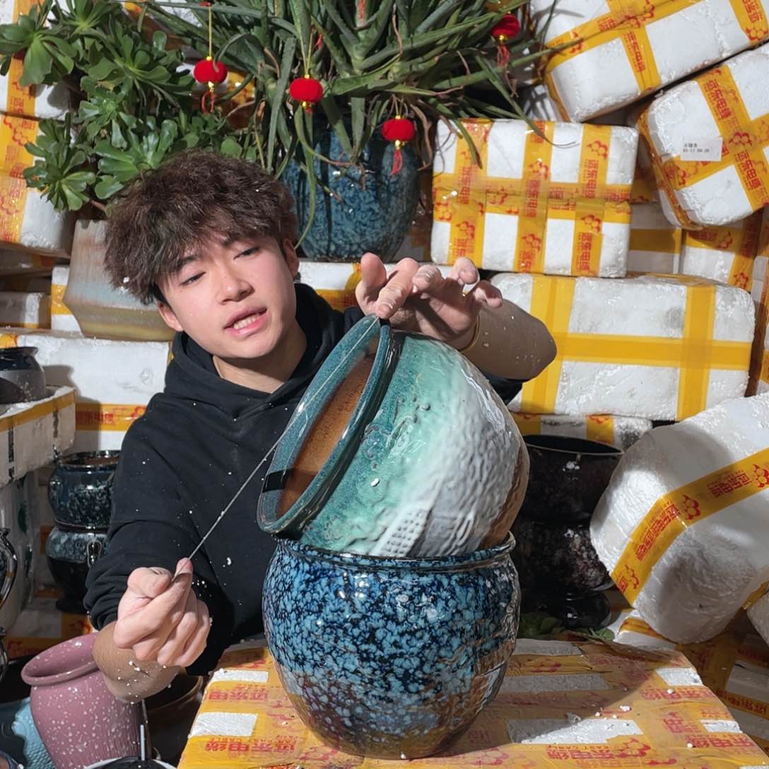 无铅玻璃宜兴紫砂花盆