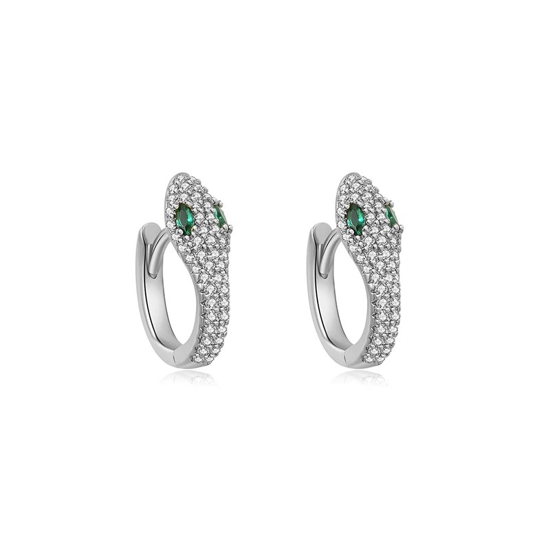 铜合金锆石耳饰 男士蛇形耳环轻奢高级感冷性风小众精致气质个性