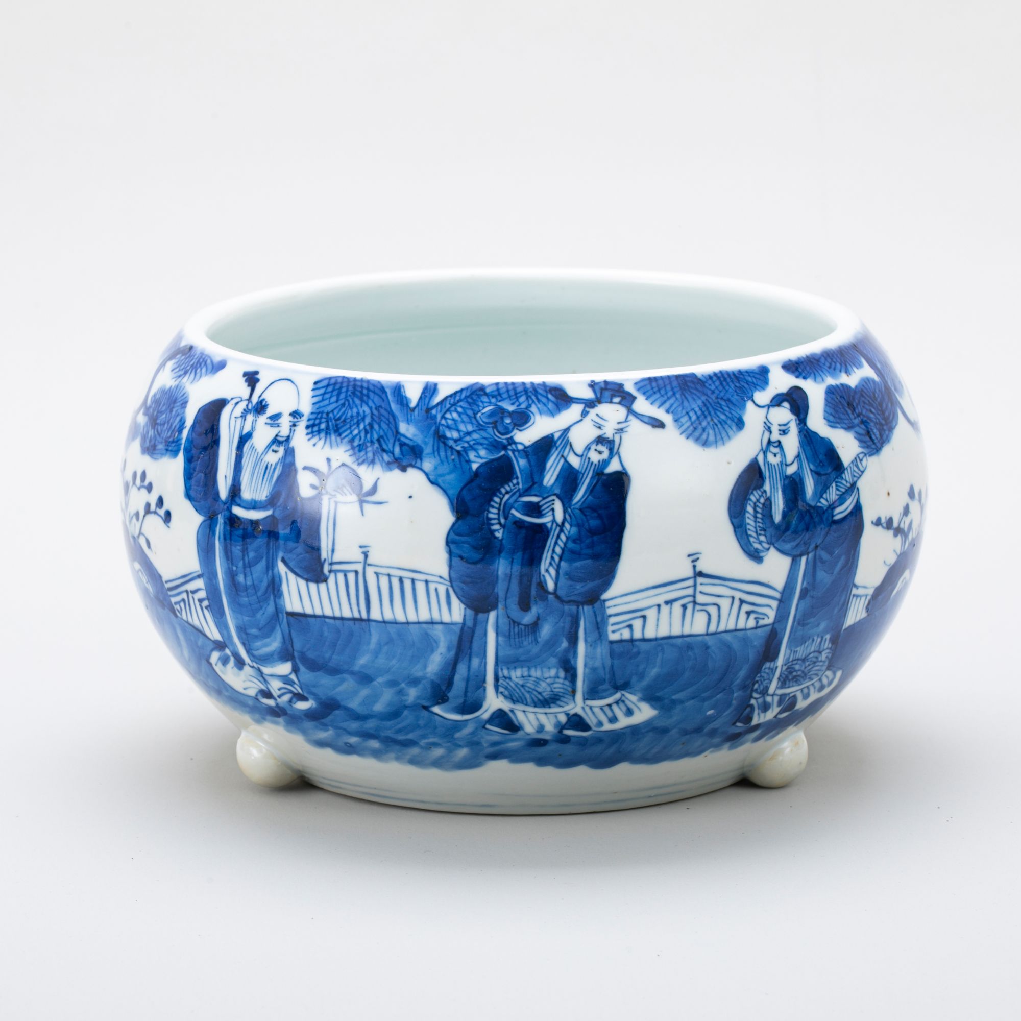 【拍卖】18、青花福禄寿三星三乳足炉