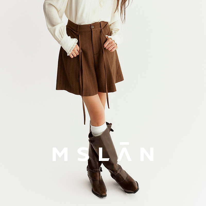 MSLAN冬季新款半松紧绑带休闲百慕大小个子显瘦短裤MGDK041