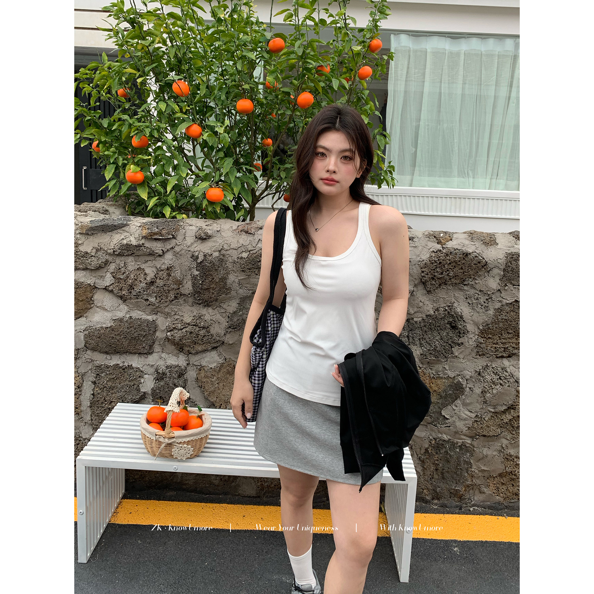 知葵微胖定制【万能背心】初夏基础百搭显瘦工字背心12252BD1818