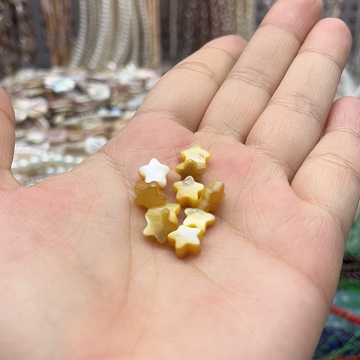 未镶嵌玛瑙/玉髓珠宝半成品10个8mm左右黄蝶贝五星
