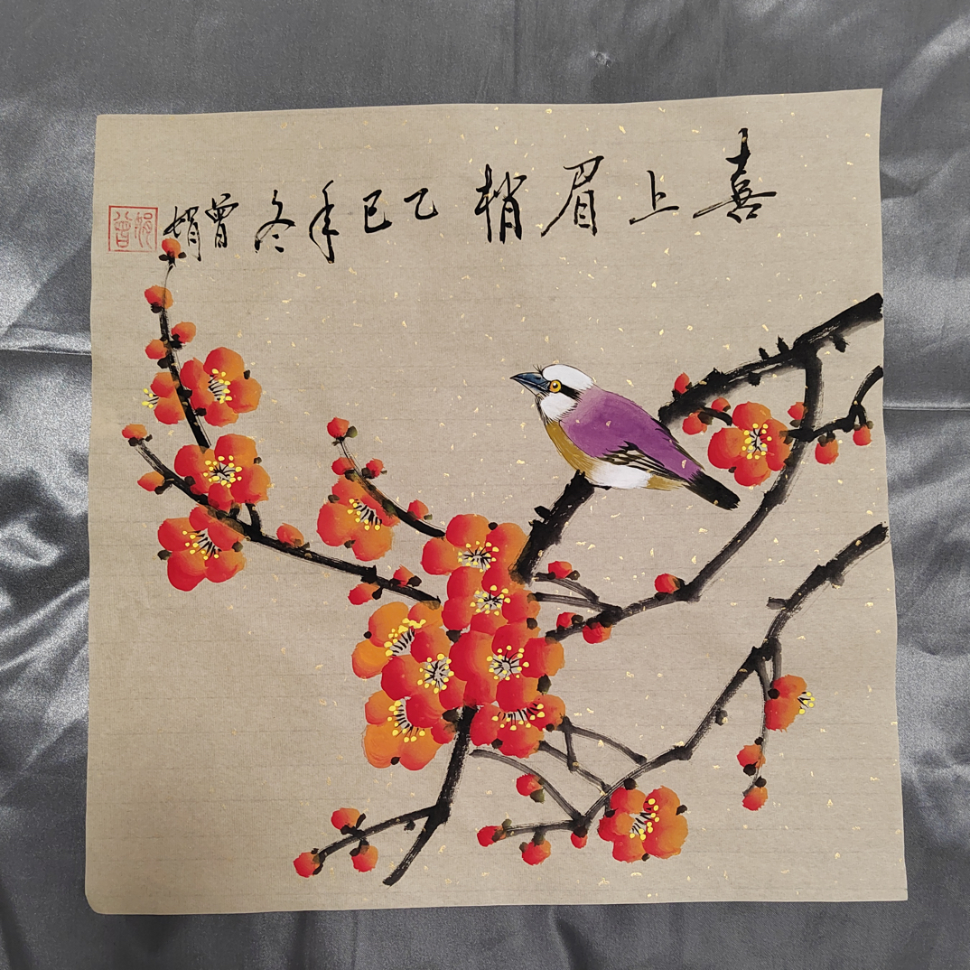 国画斗方花鸟画客厅装饰画