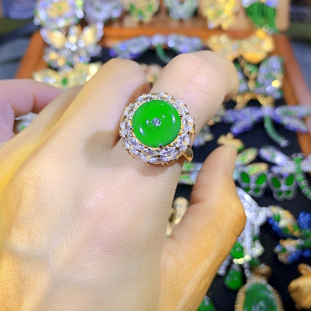 吊坠(不含链)银S925镶嵌翡翠