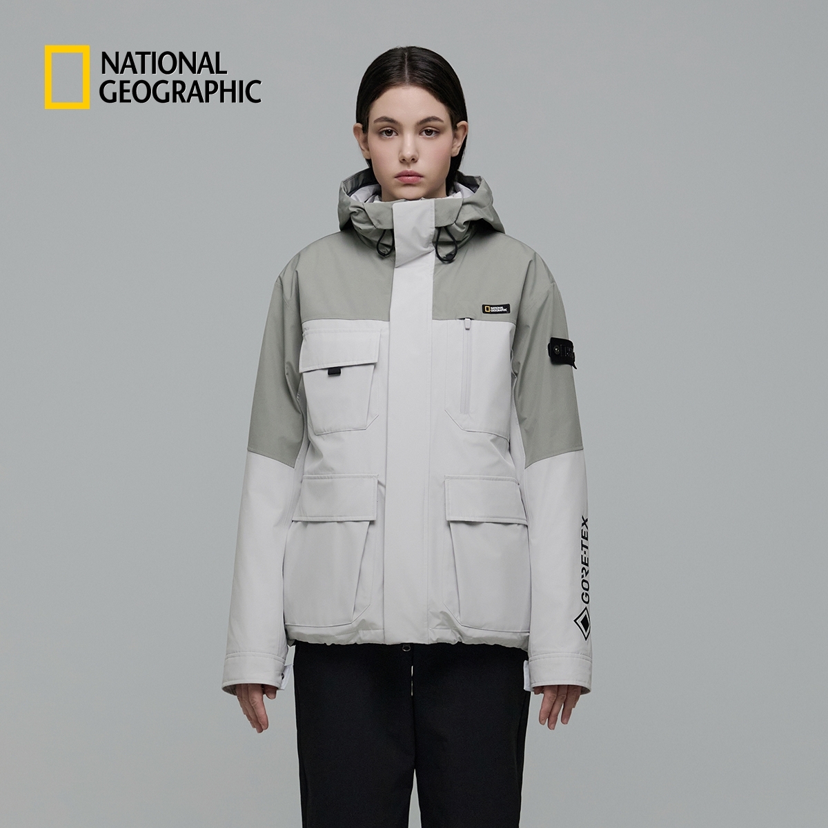 国家地理GORE-TEX三内胆鹅绒羽绒服连帽外套冲锋衣N243DW026