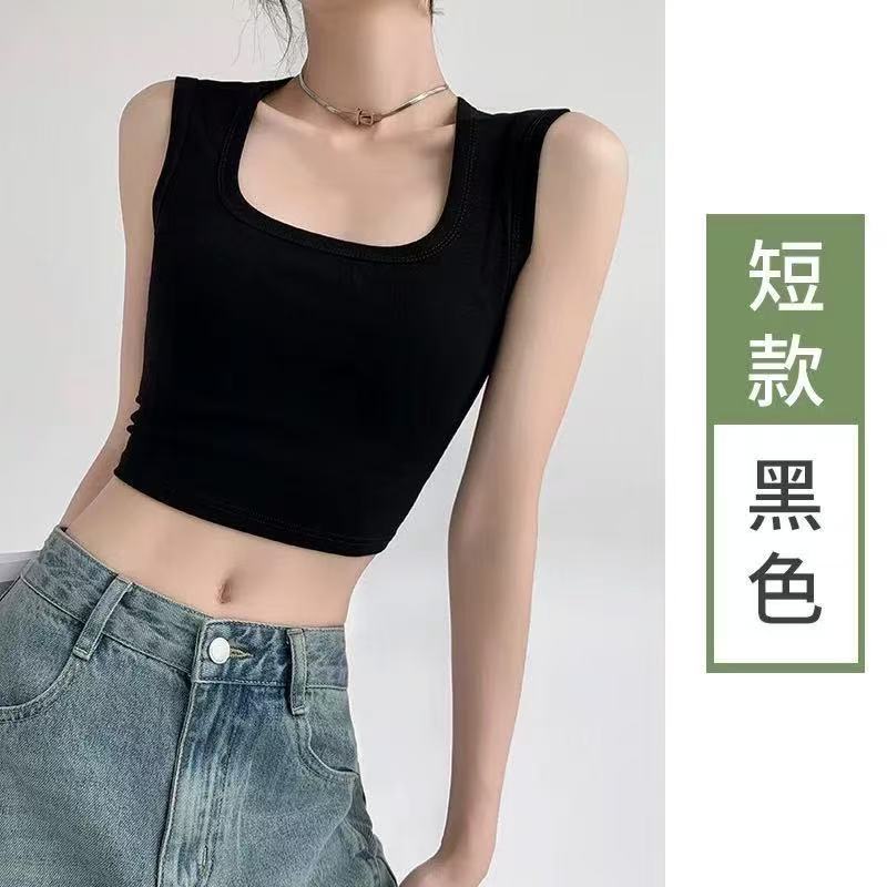 4独立装纯色吊带背心女夏带胸垫上衣无钢圈无缝裹胸细带抹胸