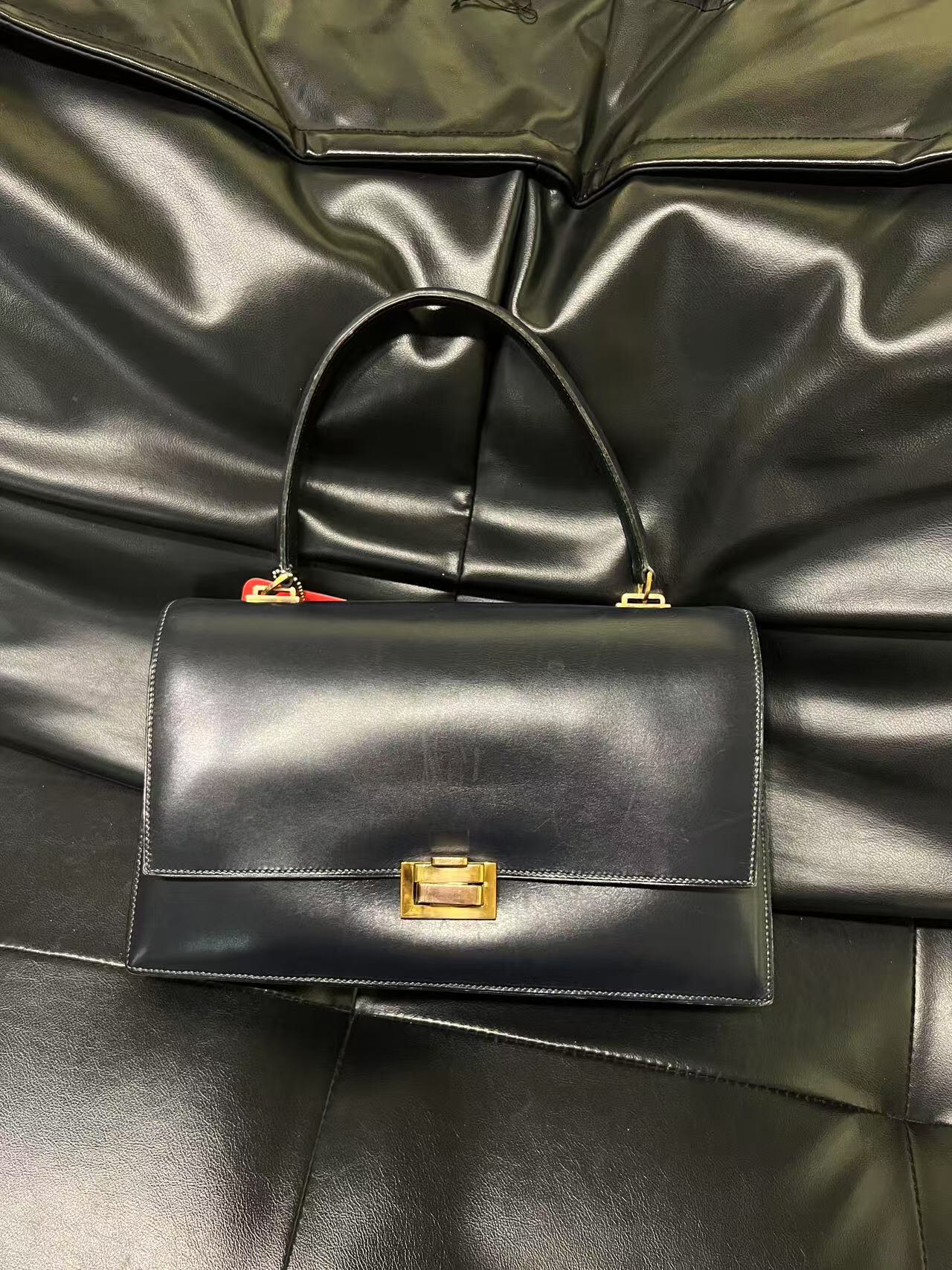 95新 Hermes/爱马仕 舍得 Hermes 蓝黑Kelly公文手提包 