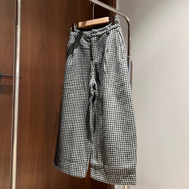 【吴梦菲】格子裤·加绒格子阔腿